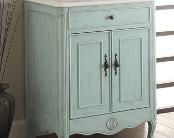26 Inch Daleville Light Blue Cottage Style Small Bathroom Sink Vanity