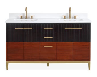60 Inch Beatrice Mid-Century Trendy Modern Double Sink Bathroom Vanity