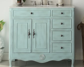 Lavabo de baño Daleville de 38 pulgadas estilo cabaña con espejo y protector contra salpicaduras