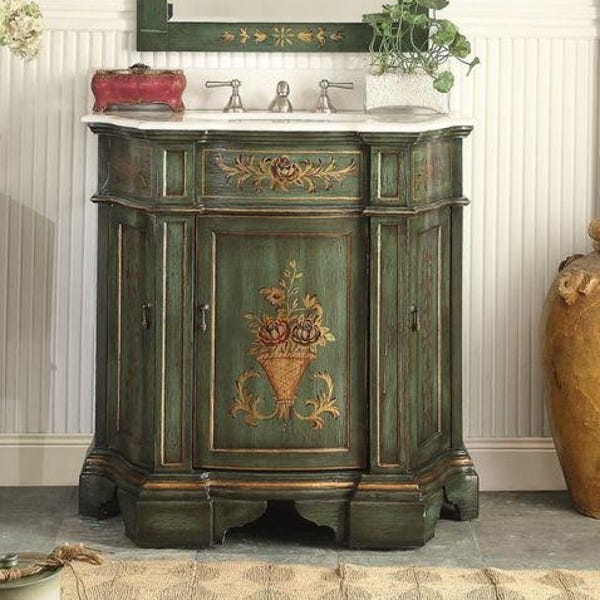 35 inch Hand painted Crossfield Bathroom Sink Vanity