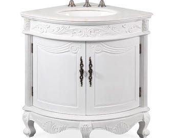 24 Inch Classic White Corner Vanity