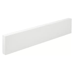 May include: A long, rectangular, white wooden board. The board is a solid, opaque white color and appears to be freshly painted. The edges are clean and sharp, suggesting a new or recently crafted piece of lumber.