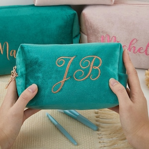 Personalisierte bestickte Make-up-Tasche, Brautjungfer Make-up-Tasche, Geschenk für Sie, Flitterwochen