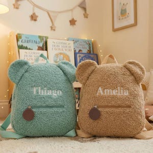 Personalized Teddy Bear Backpack for Kid, Toddler backpack with Custom Name, Children Embroidered Name Backpack,Back to School Gift for Kids