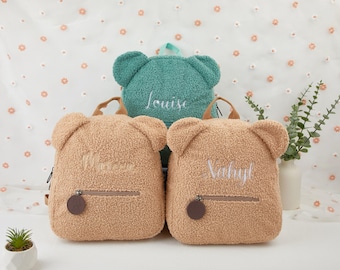 Personalisierter Teddybär Rucksack, Kleinkindrucksack, Kinderrucksack mit Namen, Kinder bestickter Teddybärrucksack, benutzerdefinierter Namensrucksack