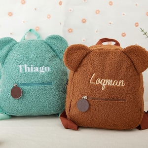 Kids embroidered teddy bear backpack,Kids teddy bear bag, Kids name backpack,Named kids Backpack, toddler diaper bag