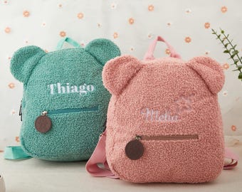 Personalisierter Kleinkindrucksack mit Namen, Teddybärrucksack, individuelle Namenstasche, Kleinkindrucksack.