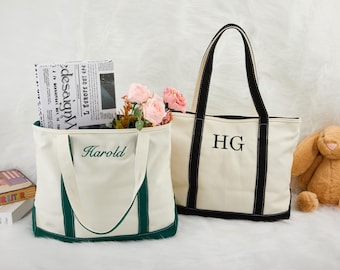 Embroidered Name Canvas Tote Bags,Custom Name Handbags, Personalized Name Tote Bags, Bridesmaids Tote Bags, Bulk Custom Gifts