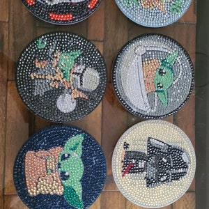 Posavasos de arte de diamantes hechos a mano