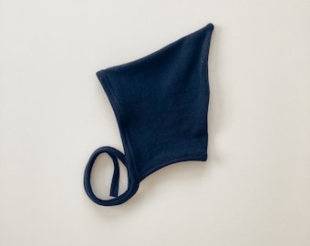 Navy Cotton Knit Pixie Hat, Baby Boy Girl Snug Fit Knit Hat, Scandinavian Hat