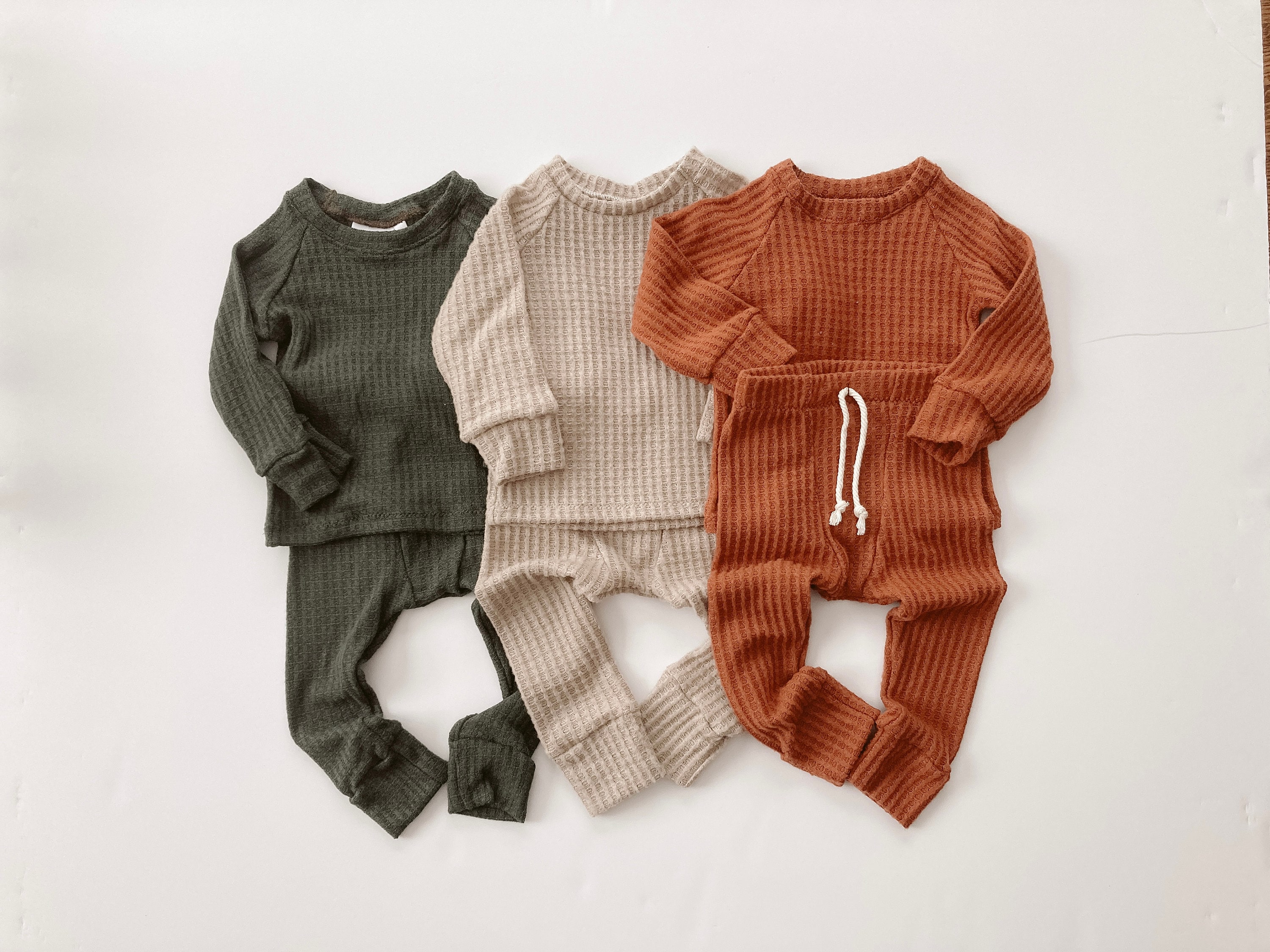 Waffle Knit Baby Joggers Outfit Newborn 