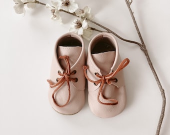 Kids Oxford Shoes Blush, Baby Shoes, Baby Moccasins, Soft Sole Shoes, Genuine Leather, Leather Sole, Lace up shoe, Baby gift, shower