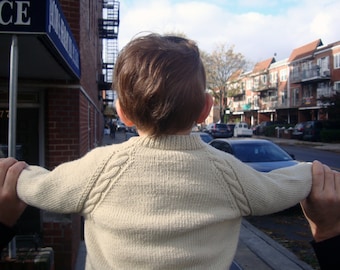 Knitting Pattern for Child Baby Cable Sweater Cardigan Toddler Jumper Knitted Top Down No Sewing Windsor Terrace