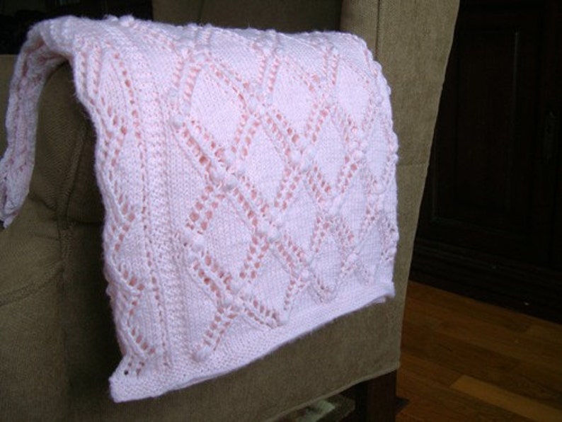 Knitting Pattern Baby Blanket Estonian Lace Nupps Knitted For Baby Boy Baby Girl Hand Knitted for Newborn image 3