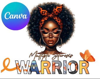 Multiple Sclerosis Warrior Afro updo PNG, Sublimation design, Cancer Awareness Template, Cancer Warrior, Black Woman png, digital download
