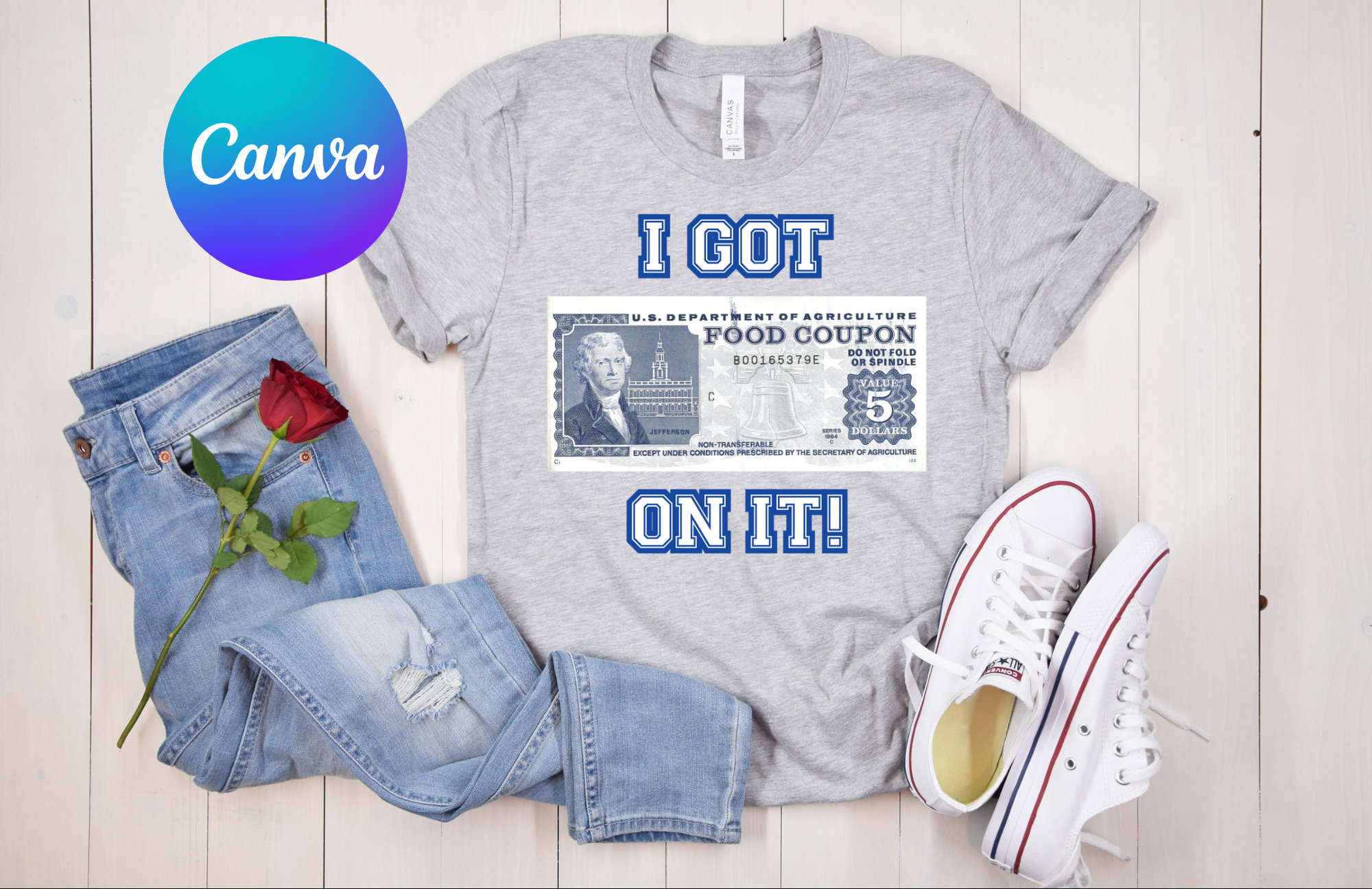 I Got 5 on it Food Stamp PNG, Retro T-Shirt, Vintage, Back in the day hustle