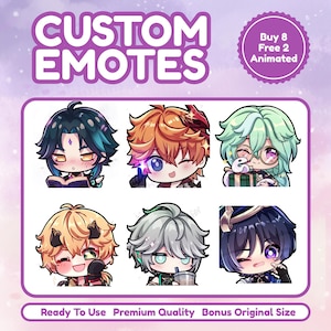 Aangepaste premium twitch-emotes, twitch-emotes, aangepaste emotes voor streamer, schattige chibi-animestijl, kawai chibi-emotes, aangepaste sub-badges