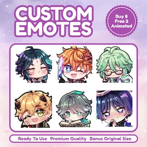 Emote Twitch premium personalizzate, Emote Twitch, Emote personalizzate per streamer, Stile anime Chibi carino, Emote Chibi kawaii, Badge sub personalizzati