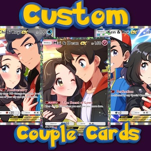 Carte Pokémon personnalisée | Cadeau personnalisé pour anniversaire, cadeaux Pokémon, portrait d'animal de compagnie personnalisé, cadeau Saint-Valentin, carte Pokémon personnalisée