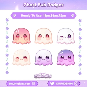 Ghost Twitch Sub Badges | Channel Point Icons | Discord Badges | Stream Badges | Twitch, YouTube, Discord | Sub Badges Cute | Discord Badges