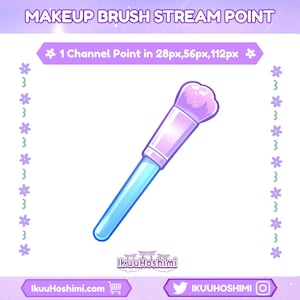 May include: A digital illustration of a makeup brush with a blue handle and a light purple brush head. The text "MAKEUP BRUSH STREAM POINT" is at the top. The image also includes the text "1 Channel Point in 28px,56px,112px".