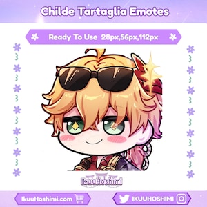 Childe Tartaglia Impact Emotes | Custom Emotes | Writing Emote | Custom Twitch Emotes | Discord Emotes, Youtube Emotes