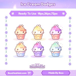 Ice Cream Twitch Sub Badges|Channel Point Icons |Discord Badges |Stream Badges | Twitch, YouTube, Discord | Sub Badges Cute | Discord Badges
