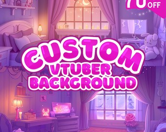 Custom Vtuber Background | vtuber room stream package, Twitch Overlay, Aesthetic Room Background for vtuber, Vtuber Assets, Vtuber Room