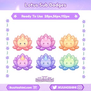 Lotus Twitch Sub Badges|Channel Point Icons |Discord Badges |Stream Badges | Twitch, YouTube, Discord | Sub Badges Cute | Discord Badges