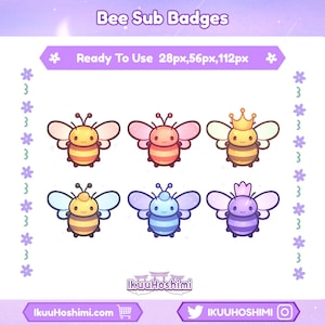 Bee Twitch Sub Badges|Channel Point Icons |Discord Badges |Stream Badges | Twitch, YouTube, Discord | Sub Badges Cute | Discord Badges