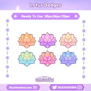 Lotus Twitch Sub Badges|Channel Point Icons |Discord Badges |Stream Badges | Twitch, YouTube, Discord | Sub Badges Cute | Discord Badges