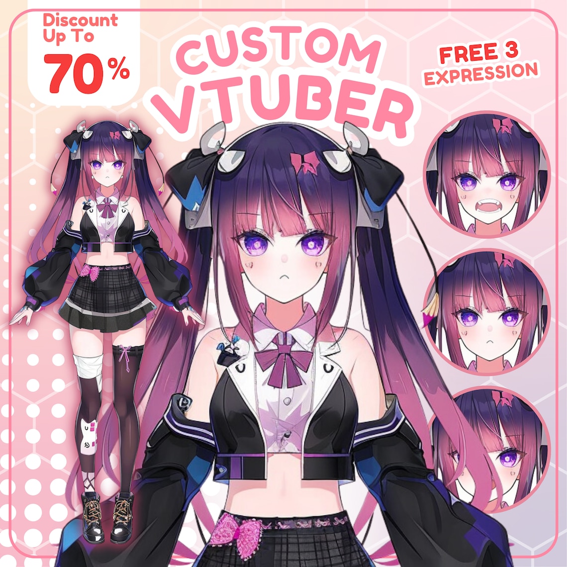 CUSTOM LIVE 2D VTUBER Model Vtuber Asset Vtuber Character Vtuber Design