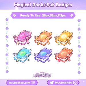 Magic Books Twitch Sub Badges|Channel Point Icons |Discord Badges |Stream Badges |Twitch, YouTube, Discord | Sub Badges Cute |Discord Badges