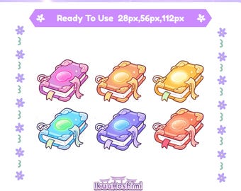 May include: A collection of six colorful, cartoon-style book badges. Each book has a different color scheme, including pink, orange, yellow, blue, purple, and red. The text "Magical Books Sub Badges" and "Ready To Use" are at the top.
