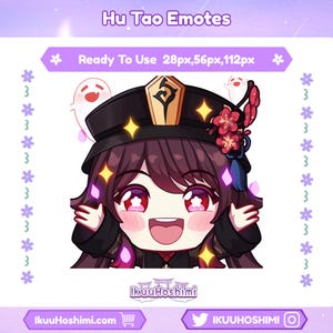 Hu Tao Emotes | Custom Emotes | Writing Emote | Custom Twitch Emotes | Discord Emotes, Youtube Emotes