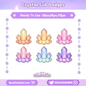 Crystal Twitch Sub Badges|Channel Point Icons |Discord Badges |Stream Badges | Twitch, YouTube, Discord | Sub Badges Cute | Discord Badges