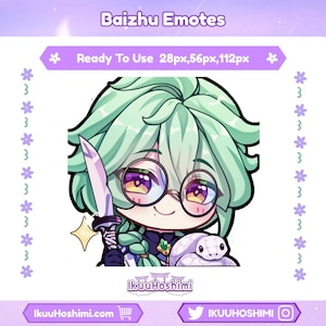 Baizhu Impact Emotes | Custom Emotes | Writing Emote | Custom Twitch Emotes | Discord Emotes, Youtube Emotes