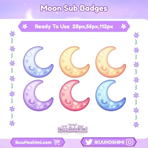 Moon Twitch Sub Badges|Channel Point Icons |Discord Badges |Stream Badges | Twitch, YouTube, Discord | Sub Badges Cute | Discord Badges