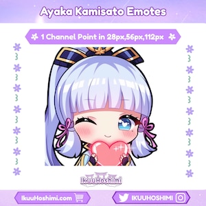 Ayaka Kamisato Emotes | Custom Emotes | Writing Emote | Custom Twitch Emotes | Discord Emotes, Youtube Emotes