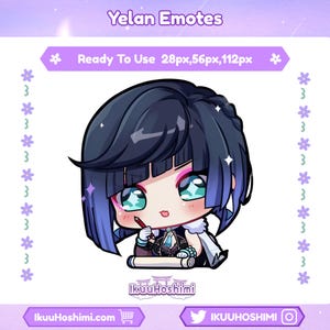Yelan Emotes | Custom Emotes | Writing Emote | Custom Twitch Emotes | Discord Emotes, Youtube Emotes