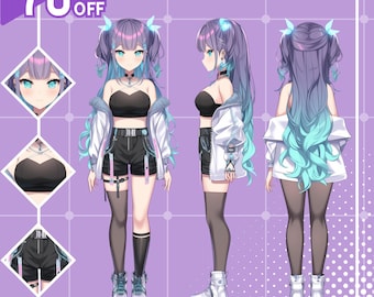 Custom Character Sheet Commission | Character Sheet, Vtuber Model, Reference Sheet, Vtuber Character Sheet, Anime Reference Sheet, Vroid