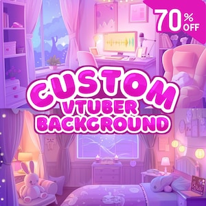 Custom Vtuber Background | vtuber room stream package, Twitch Overlay, Aesthetic Room Background for vtuber, Vtuber Assets, Vtuber Room