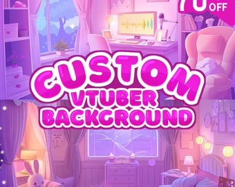 Custom Vtuber Background | vtuber room stream package, Twitch Overlay, Aesthetic Room Background for vtuber, Vtuber Assets, Vtuber Room