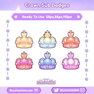 Crown Twitch Sub Badges|Channel Point Icons |Discord Badges |Stream Badges | Twitch, YouTube, Discord | Sub Badges Cute | Discord Badges