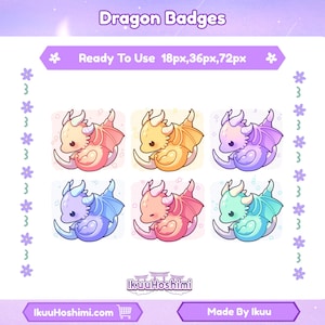 Dragon Twitch Sub Badges |Channel Point Icons | Discord Badges | Stream Badges | Twitch, YouTube, Discord | Sub Badges Cute | Discord Badges