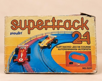 Vintage 1970s PLAYART Supertrack 21 GOOD YEAR Slot Car Racing Track With Cars No.3291