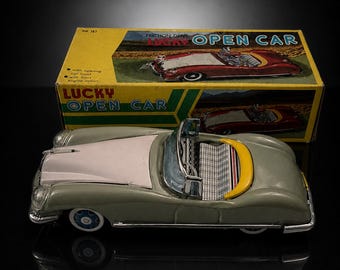 Tin Toy Car Convertible China MF 787 Original Packaging Box Never Used Tinplate Friction Car
