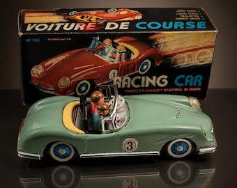 Vintage Racing Car Friction Tin Toy  Voiture De Course MF 763 - 1:18 scale- Made In China