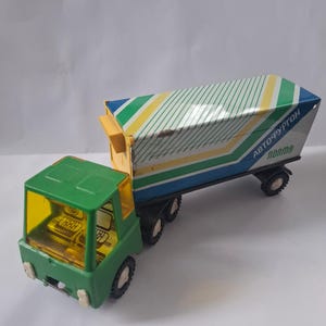Vintage Rare Norma Tallinn USSR Metal Tin Toy Truck and Trailer 70s