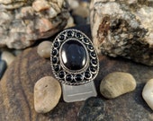 Sterling and Onyx Native American Signed Ring Navajo